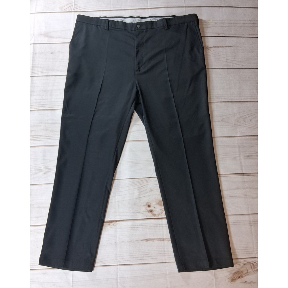 Callaway Golf Pants Mens 48x32 Black Flat Front Stretch Performance Trousers